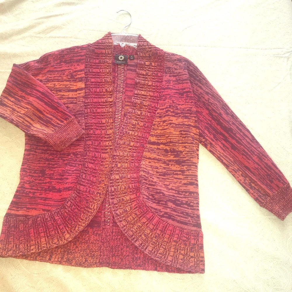 Amber Sun - Open Cardigan Coral Sweater. Medium.